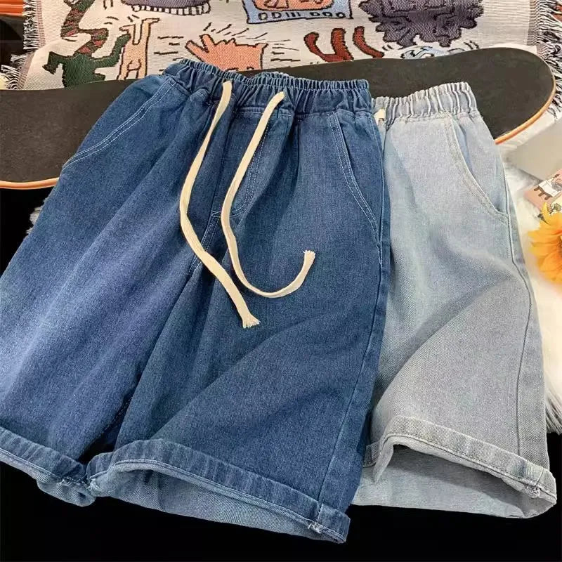 Korean-Style Wide Leg Denim Shorts