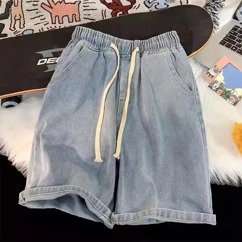 Korean-Style Wide Leg Denim Shorts