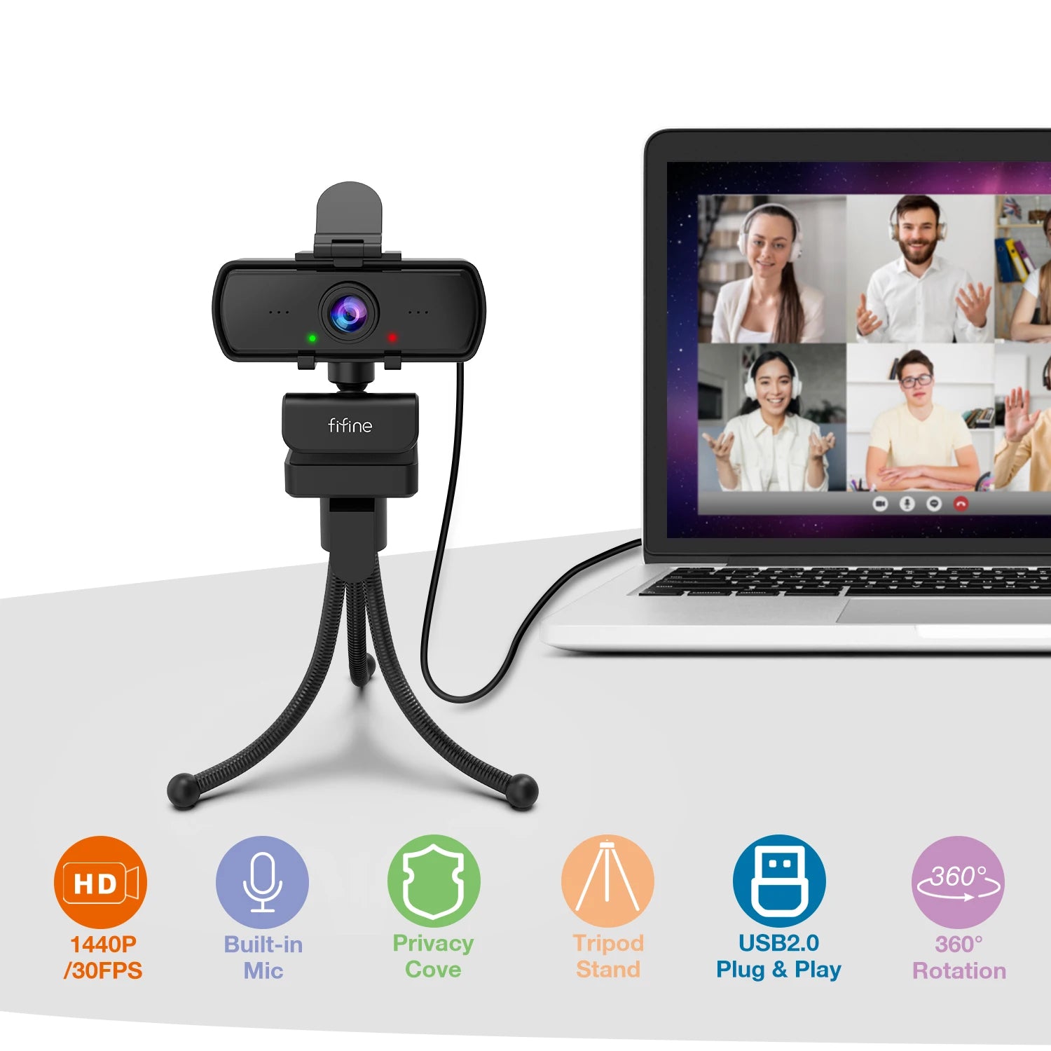 FIFINE 1440p HD Webcam K420