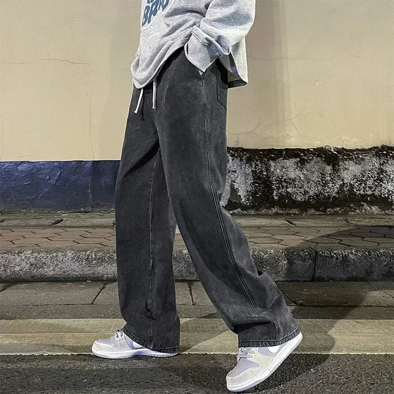 Korean-Style Wide Leg Street Jeans