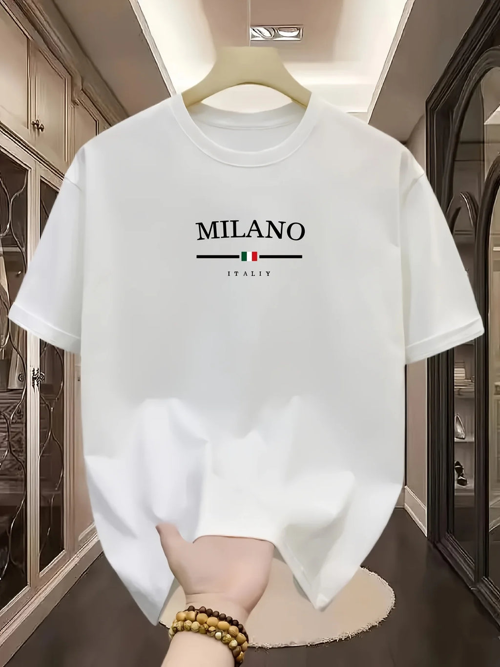 Milan Letter Print Cotton Tee