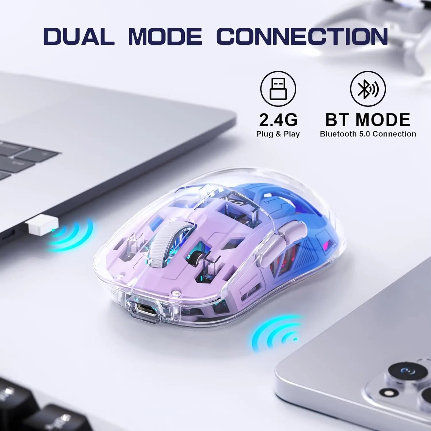 A2 Transparent RGB Gaming Mouse