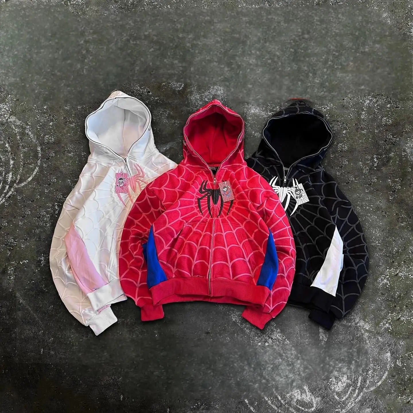 Y2K Gothic Spider Zip Hoodie