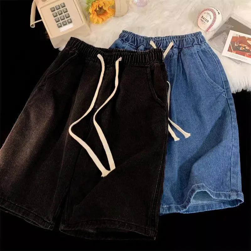 Korean-Style Wide Leg Denim Shorts