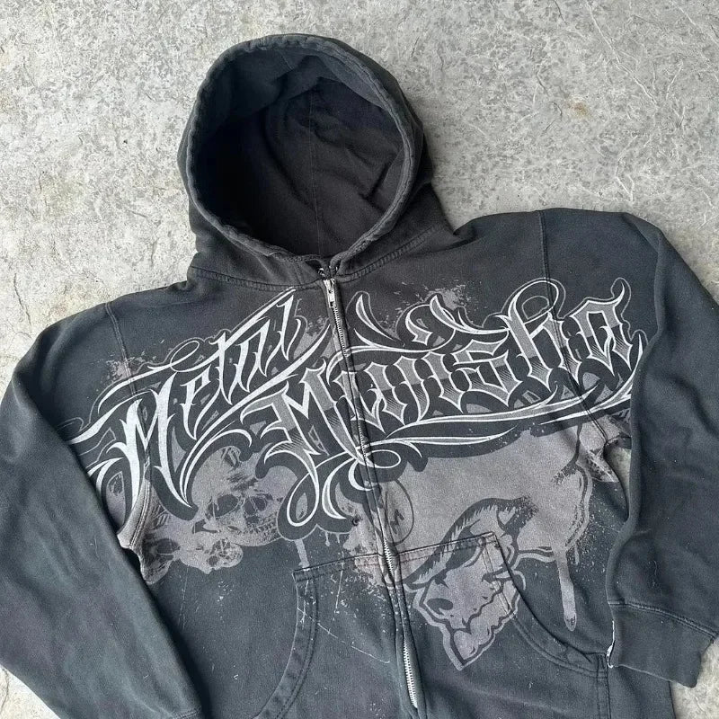 2026 Y2K Gothic Zipper Hoodie