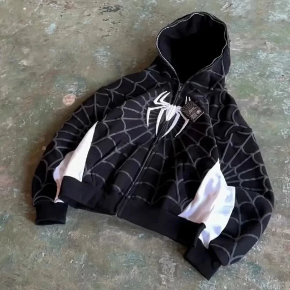 Y2K Gothic Spider Zip Hoodie