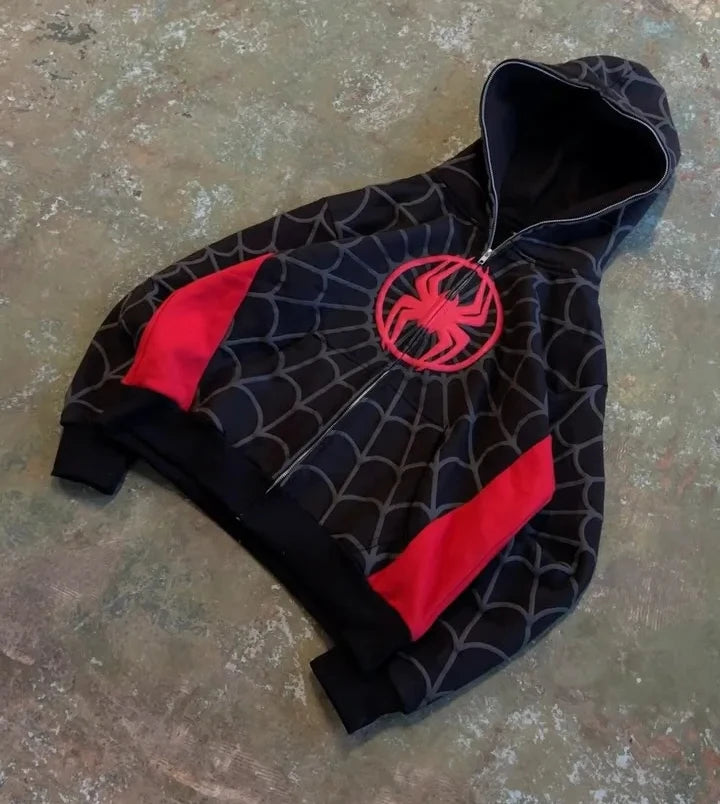 Y2K Gothic Spider Zip Hoodie