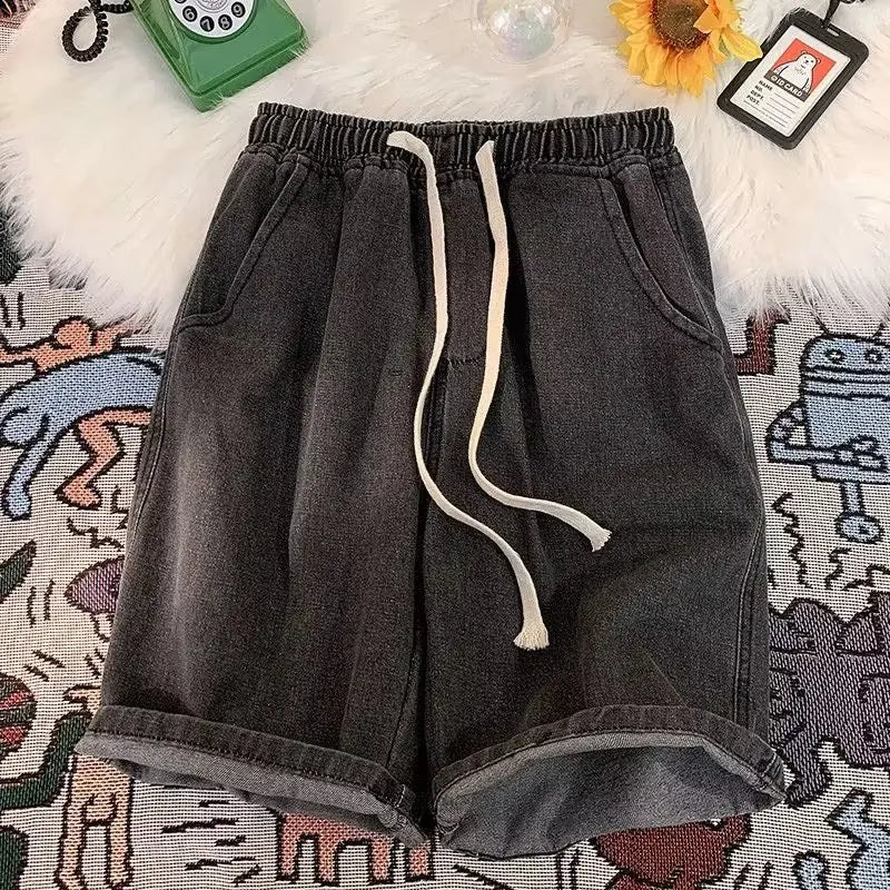 Korean-Style Wide Leg Denim Shorts