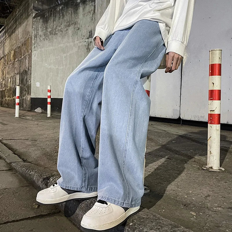 Korean-Style Wide Leg Street Jeans