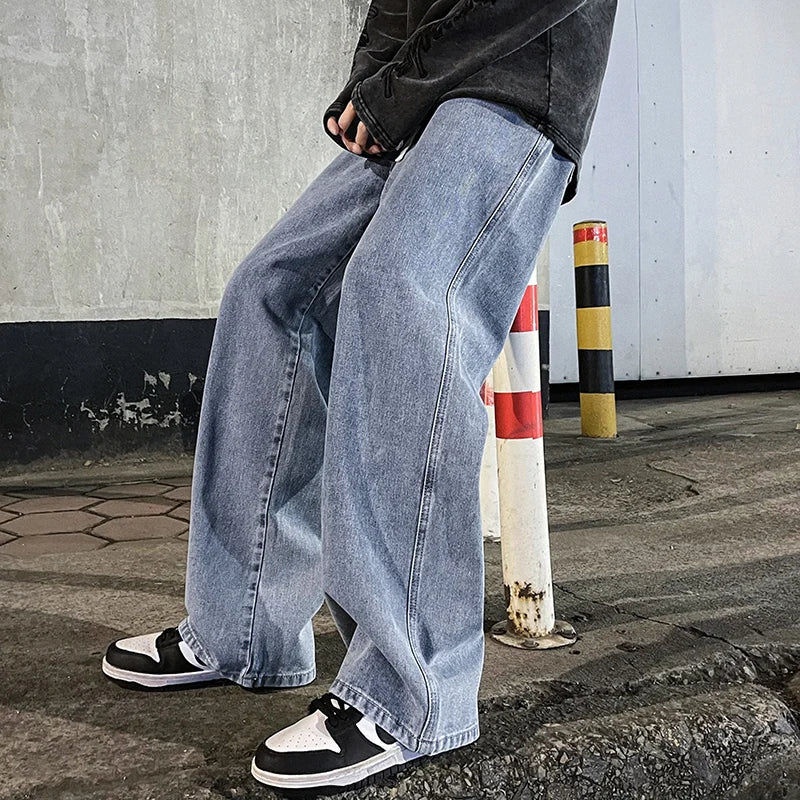 Korean-Style Wide Leg Street Jeans