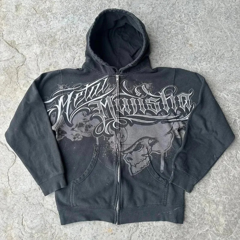 2026 Y2K Gothic Zipper Hoodie